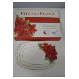 Fitz & Floyd Poinsettia 12" Platter New In Box