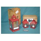 3 LED Metal Lanterns Red 6" & 12" New in Boxes