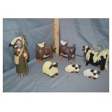 7pcs Williray Studios Folk Art Figurines