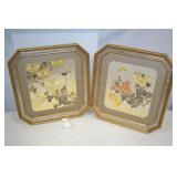 Pair Chokin Lin Art 14" x 16" Wall Decos