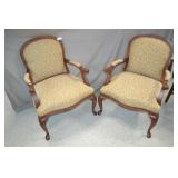Pair Louis XV Padded Seat Armchairs