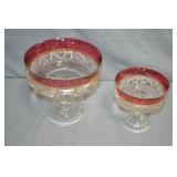 2pcs Indiana Glass Kings Crown Compotes