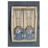 Pair 9" Bartlett & Collins Painted Vases in Box