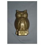 1985 Mueller Brass 3.5" Brass Owl Paperweight