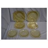 7pcs 1930s Federal Glass Madrid Amber Glassware