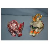 2pc 3" Rhinestone Bedazzled Elephant Trinket Boxes