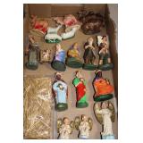 Hand Made West German US Zone Mache Nativity Set