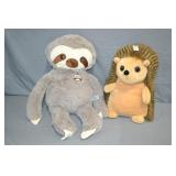 2pcs Large Sloth & Hedgehog Plush Toys