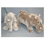 2pcs Large Rhino & Elephant Plush Toys