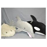 3pcs Large Dolphin, Orka, & Sting Ray Plush Toys