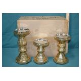 3pc Set Lighted Gold Candle Stands New in Box