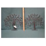 2pc 17" Wrought Iron Tree of Life Wall DEcos