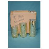 3pc Gold Illuminated Snowflake Hurricanes New