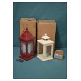 12" White and 14" Red Tea Light Metal lanterns New