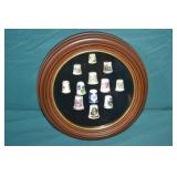 Vintage Shadowbox Framed Thimble Collection