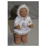 1969 Guy Pelteau 8" Terra Cotta Inuit Figure