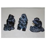 3pc Canadian Arctic Col. Inuit Art Soapstone Figs