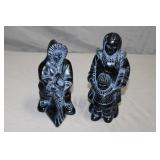 2pc Canadian Arctic Col. Inuit Art Soapstone Figs