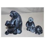 2pc Canadian Arctic Col. Inuit Art Soapstone Figs