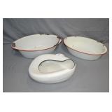 3pcs Antique Porcelain Enameled Pans & Bedpan