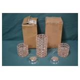 3pcs Rose Gold Faceted Glass Hurricanes