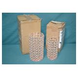 2pcs Rose Gold Faceted Glass Hurricanes