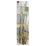 Lot Various Fishing Poles & Some Reels