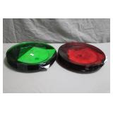 12pcs Arcoroc Ruby & Green Glass 10" Plates