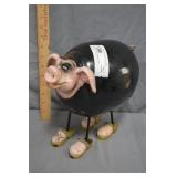 Folk Art 10" Tall "Fat Pig in Shoes"
