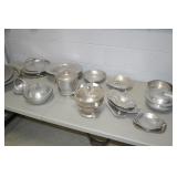 Lg Lot Vintage Hammered Aluminum Serving Items