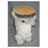 14" Tall White Owl Plant Stand Side Table 9" Top