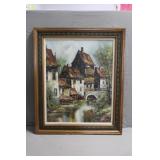 K Frank German Oil On Canvas Village Scene Framed