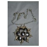 1960s Siam  Tailand Silver-Tone Sunburst Pendant