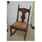 Late 19th Century Woven Rush Seat Rocker