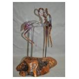 1988 Dual Flamingo 9" Hand Made Statue Signed