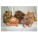 Lot of 6 Various Sized Gund Brand Teddy Bears