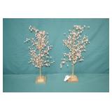 Set of 2 20" Gold Glitter Trees w/ Pink Pearls New