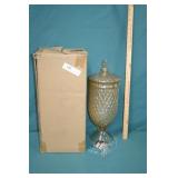 20" Tall Gold Tone Lighted Deco Jar In Box