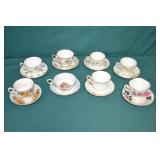 Lot 8 Sets English China Cups & Saucers