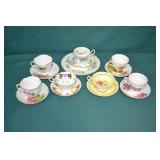 Lot 8 Sets English China Cups & Saucers