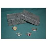 4pcs Various Sterling Silver Rings With Stones