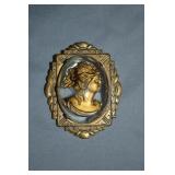 1940s Art Deco Reverse Intaglio Glass Cameo Brooch