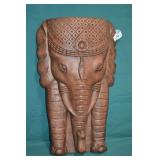 26" Hand Carved Wooden Elephant Wall Art