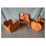 Hand Made Wood Craft Heart Baskets & Rocker
