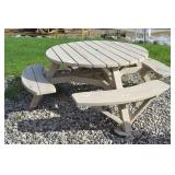 57" Top 8 Person Round Wood Picnic Table