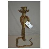 13" Tall Brass Cobra Snake Candle Stick Holder