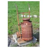 Antique Bordens Metal Milk Can on Cart