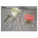Lot Antique Shaving Razors, Mug, Clippers