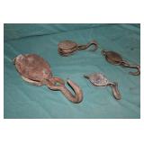 4pcs Various Metal Frame Farm Pulleys