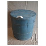 15" Antique Painted Wood Slat Barrel Bucket & Lid